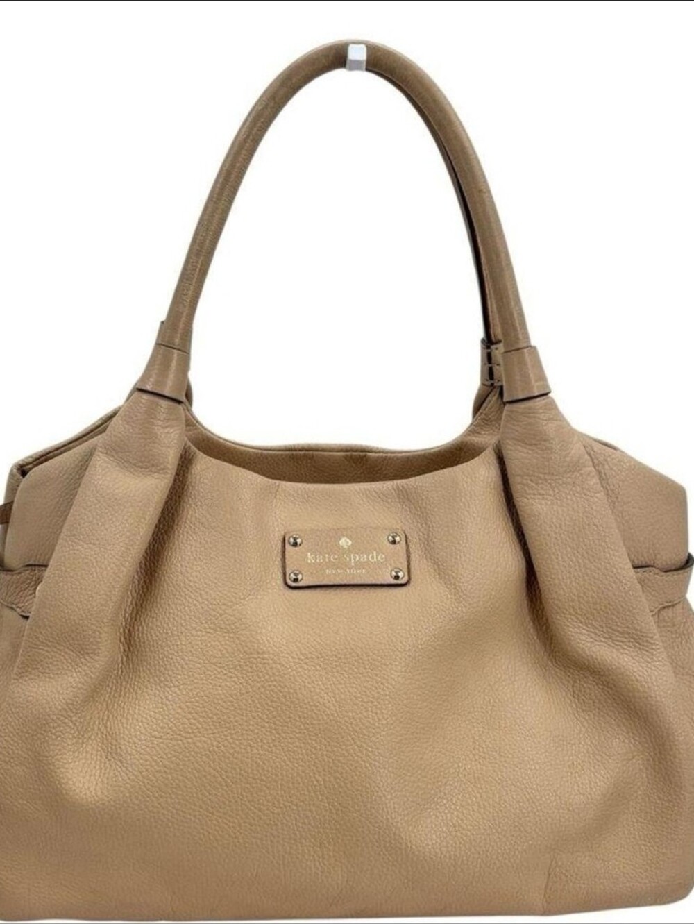 Kate Spade Tan Pebbeled Calf Leather Berkshire Road Stevie Bag GUC Soft Supple